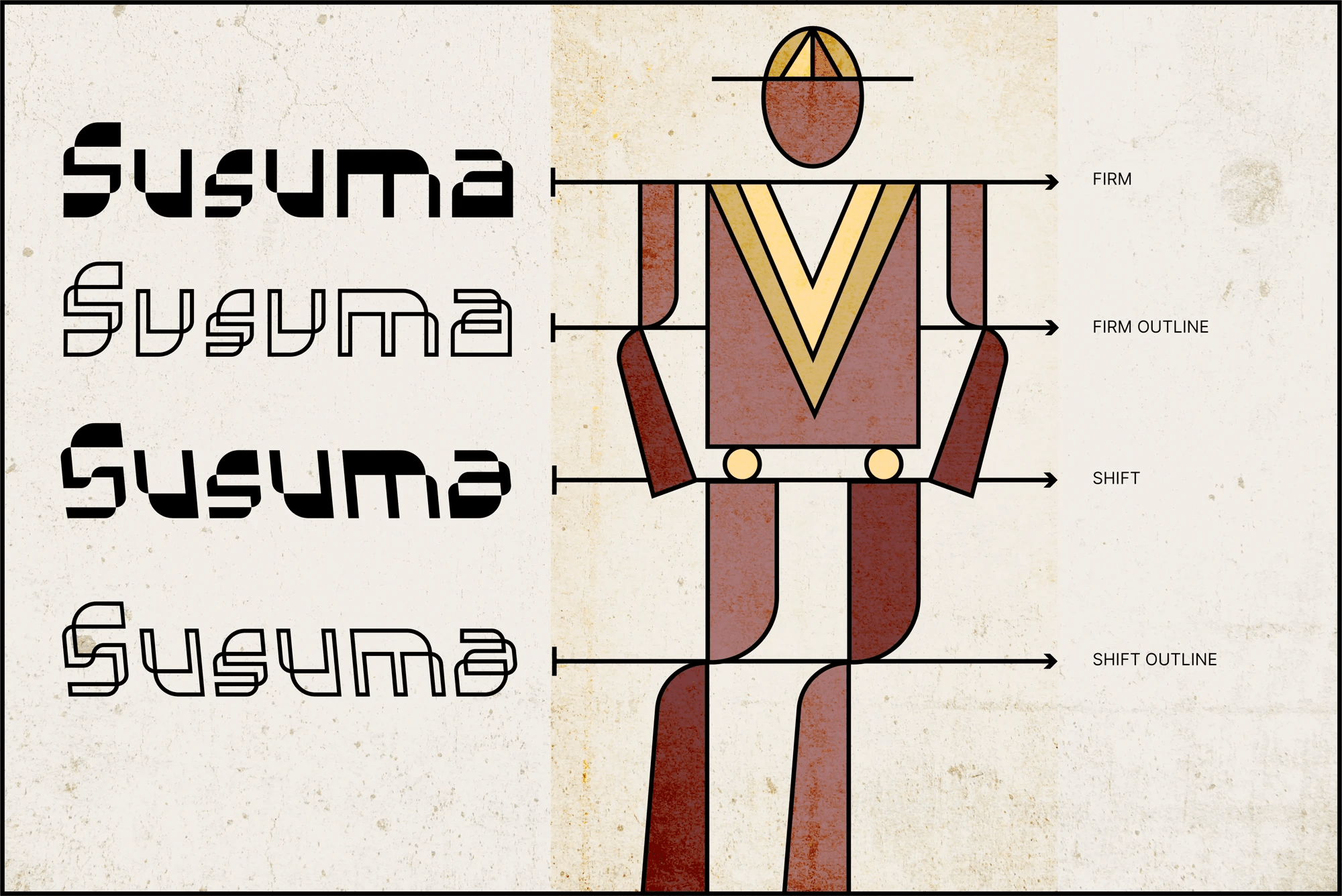 Susuma Firm, Firm Outline, Shift and Shift Outline styles
