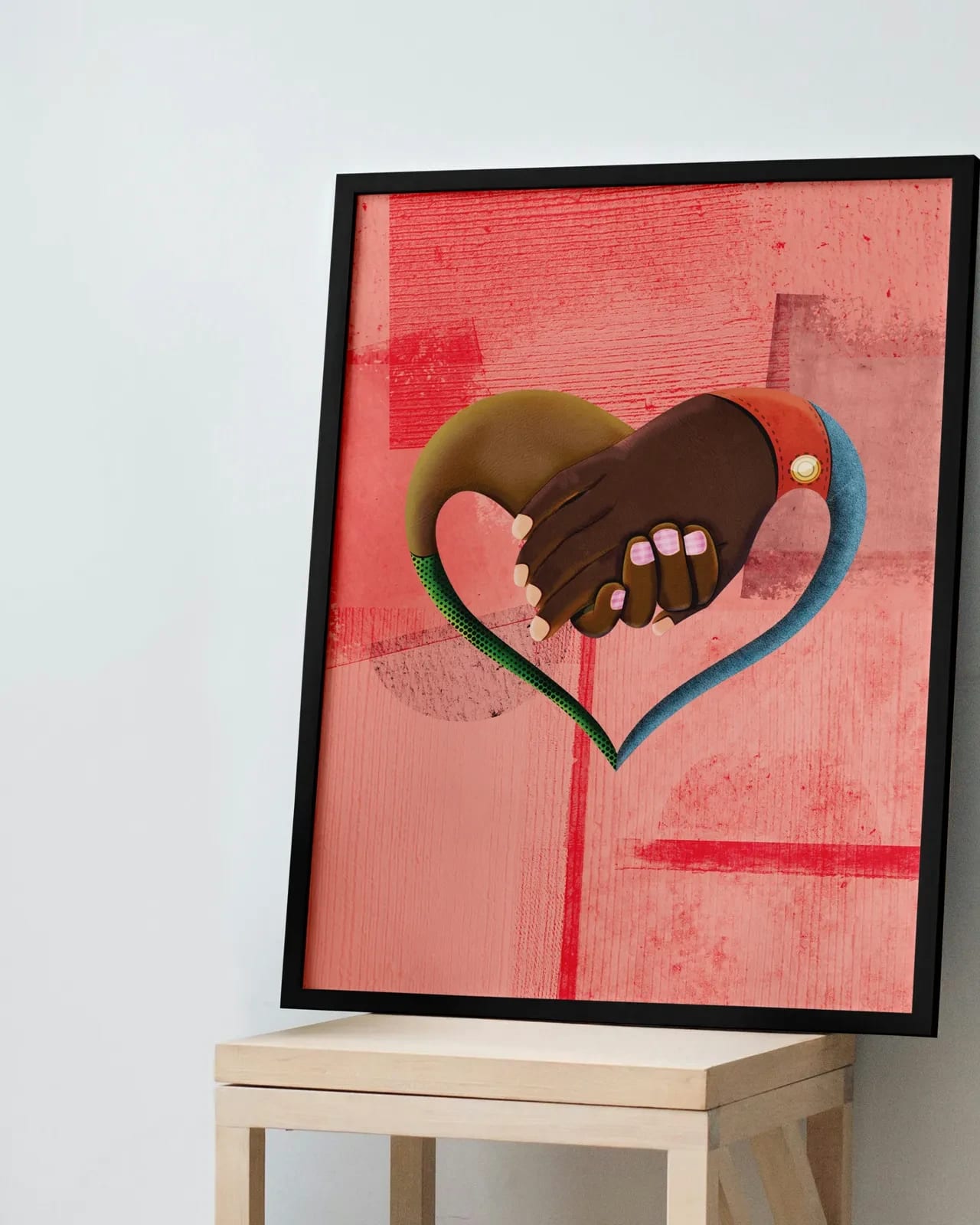 Framed hands and heart illustration