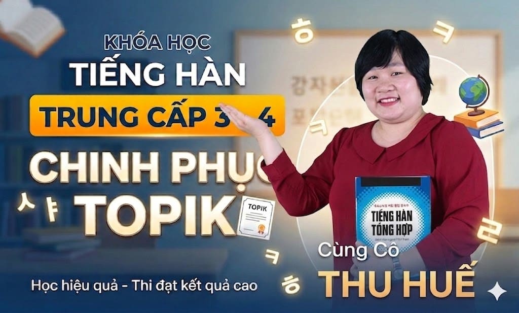 Khóa Học Tiếng Hàn Trung Cấp 3 - 4 Chinh Phục TOPIK Cùng Cô Thu Huế