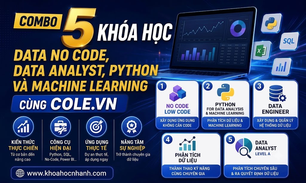 Combo 5 Khóa Học Data Analyst, Engineer & Machine Learning cùng Cole
