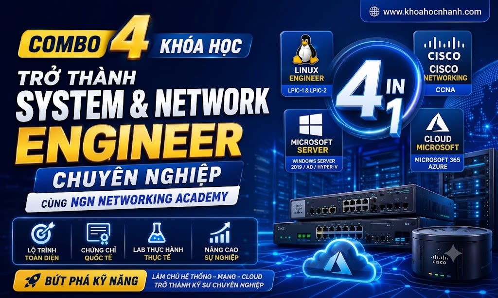 Combo 4 Khóa Trở Thành System & Network Engineer Toàn Diện cùng NGN Networking Academy
