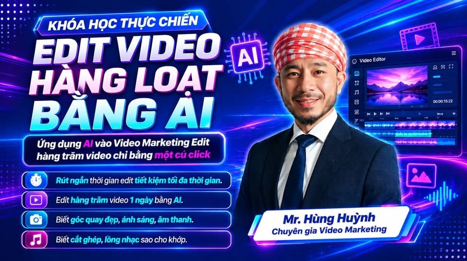 Khóa Học Edit Video Hàng Loạt Bằng AI Mới Nhất Cùng Hưng Huỳnh