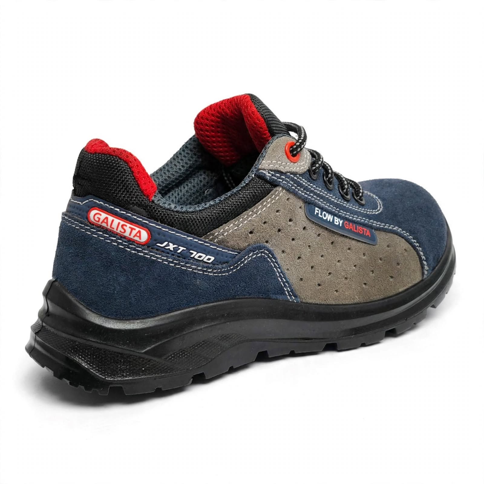 Flow Industrial Safety Shoes – Steel Toe, Anti-Skid Sole | Blue-Grey-Red 4