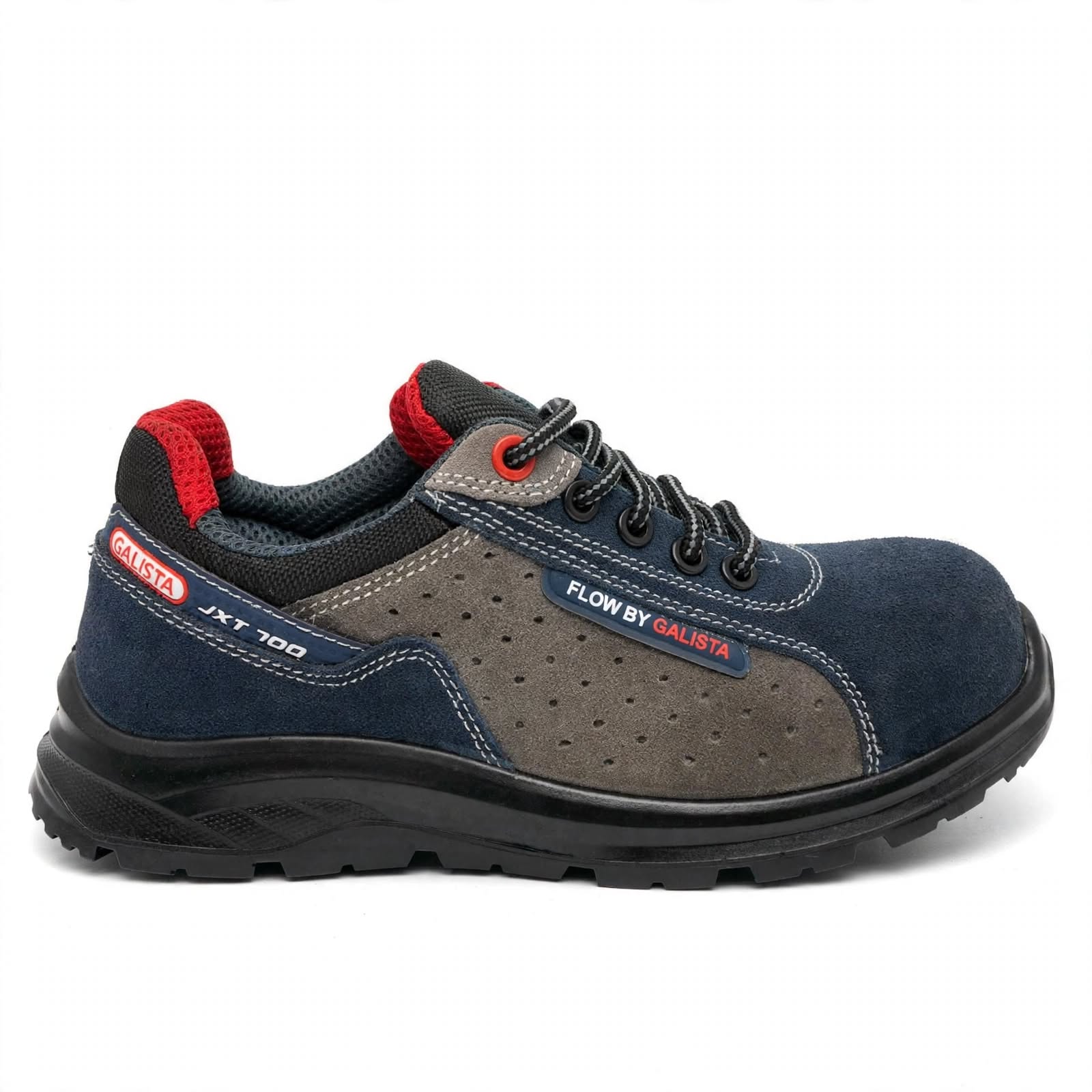 Flow Industrial Safety Shoes – Steel Toe, Anti-Skid Sole | Blue-Grey-Red 5