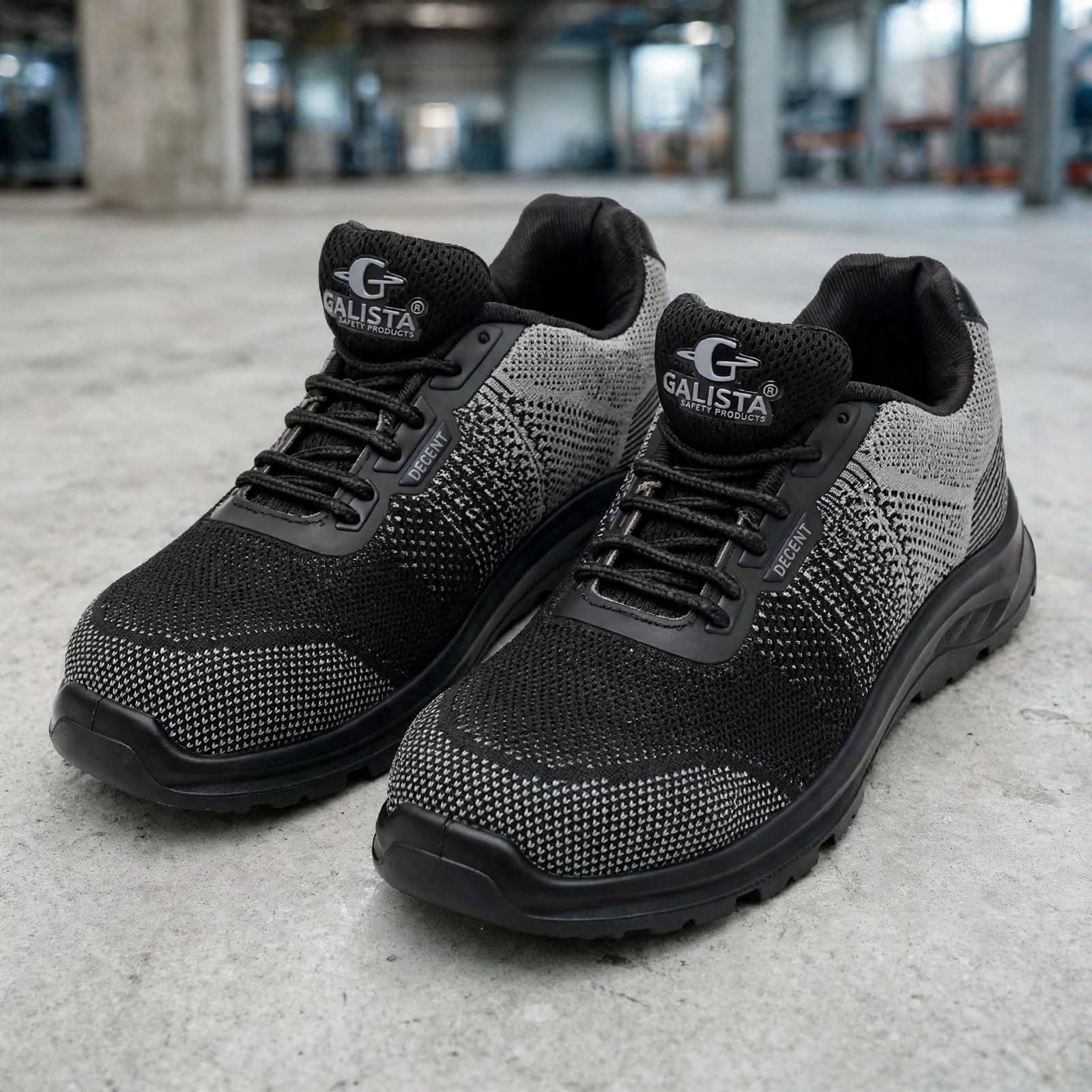 Decent Industrial Safety Shoes – Steel Toe, Anti-Skid Sole | Black-Grey 2