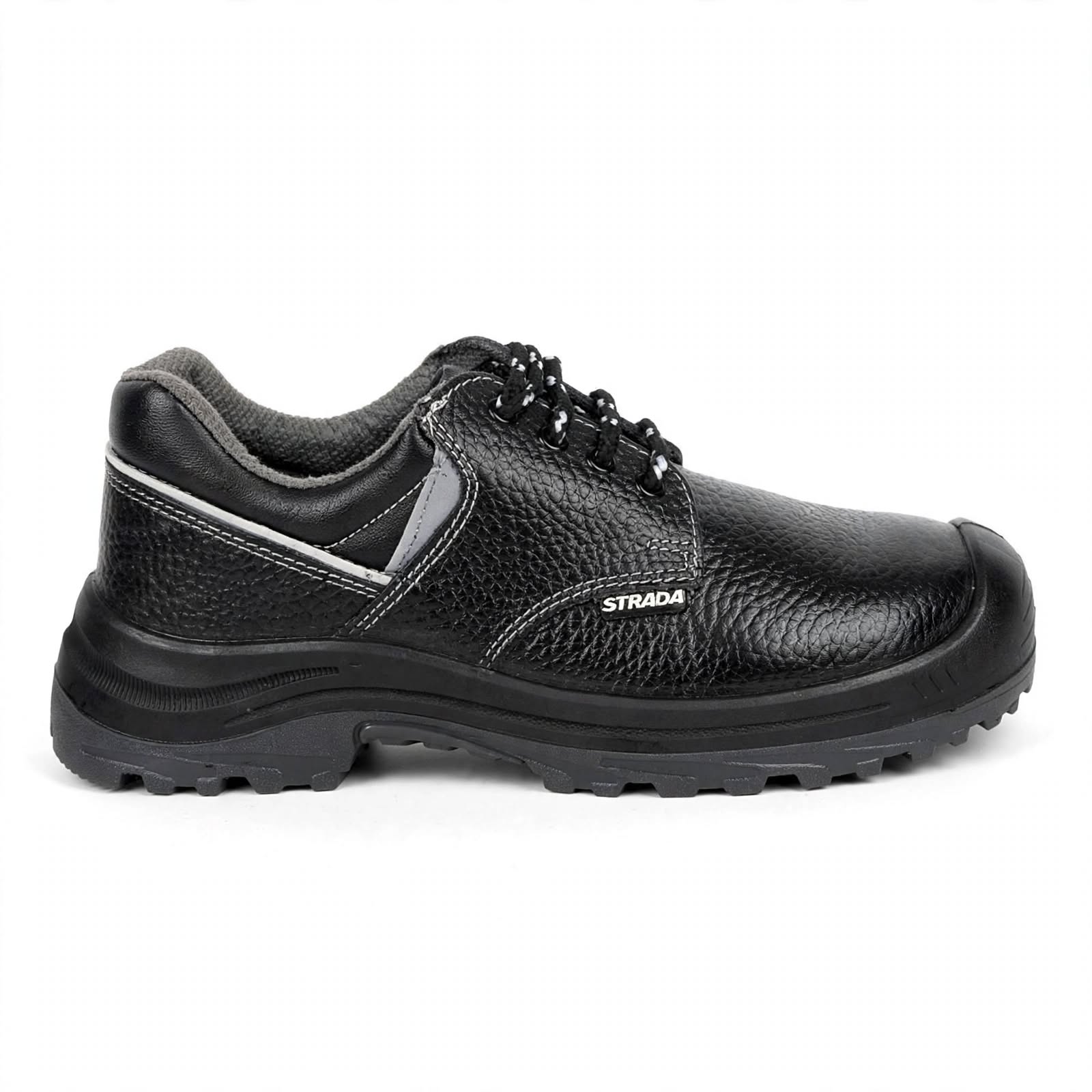 Strada Industrial Safety Shoes – Steel Toe, Anti-Skid Sole | Black Leather 2