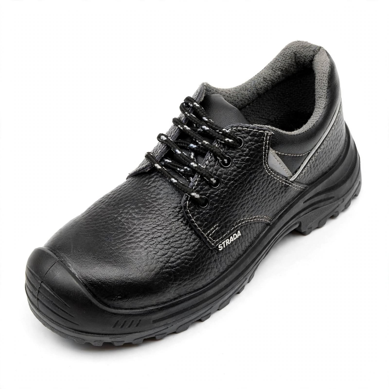 Strada Industrial Safety Shoes – Steel Toe, Anti-Skid Sole | Black Leather 4