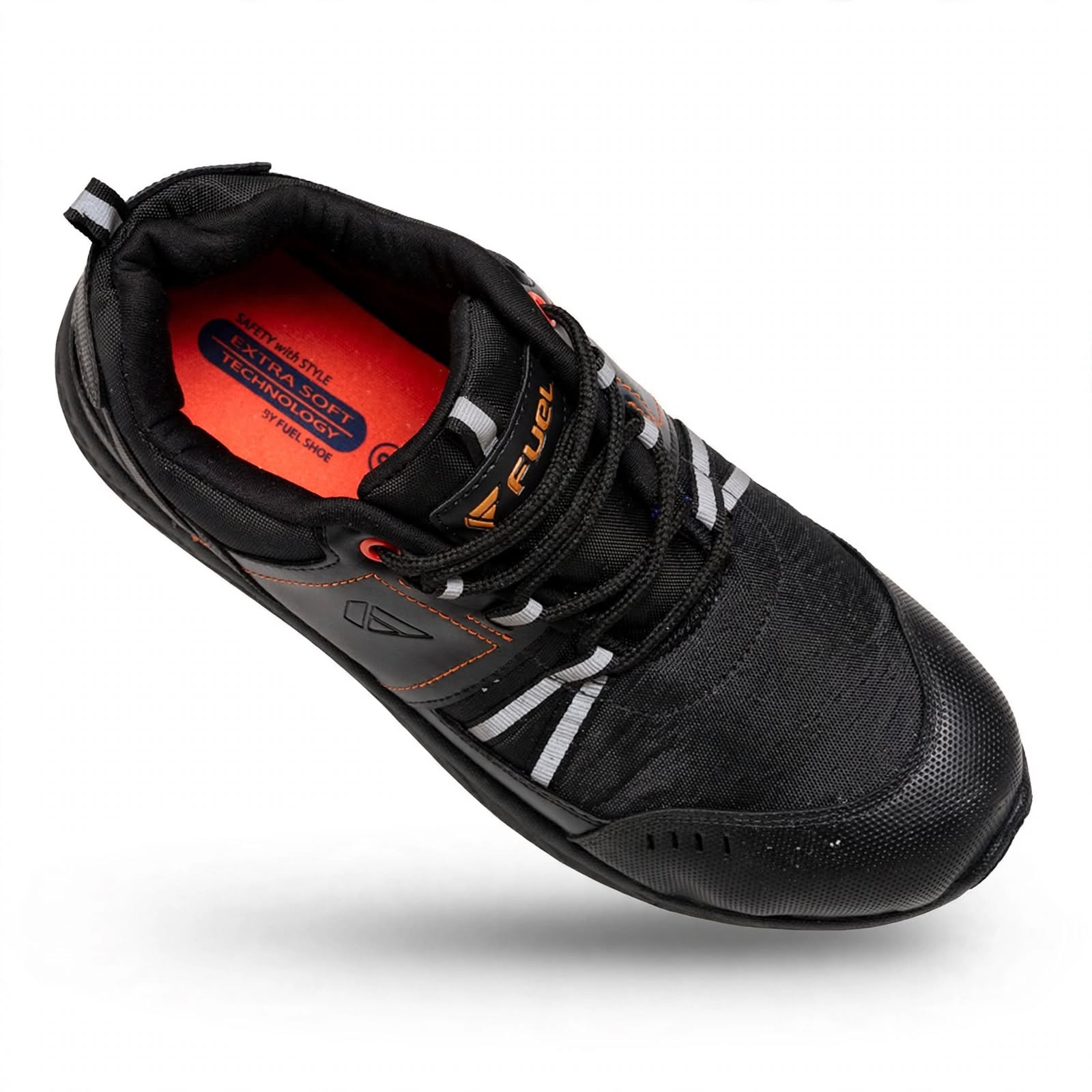 FUEL Flute Black Orange Synthetic Upper & PVC double density Sole Industrial Steel Toe Safety Shoes for Men 3