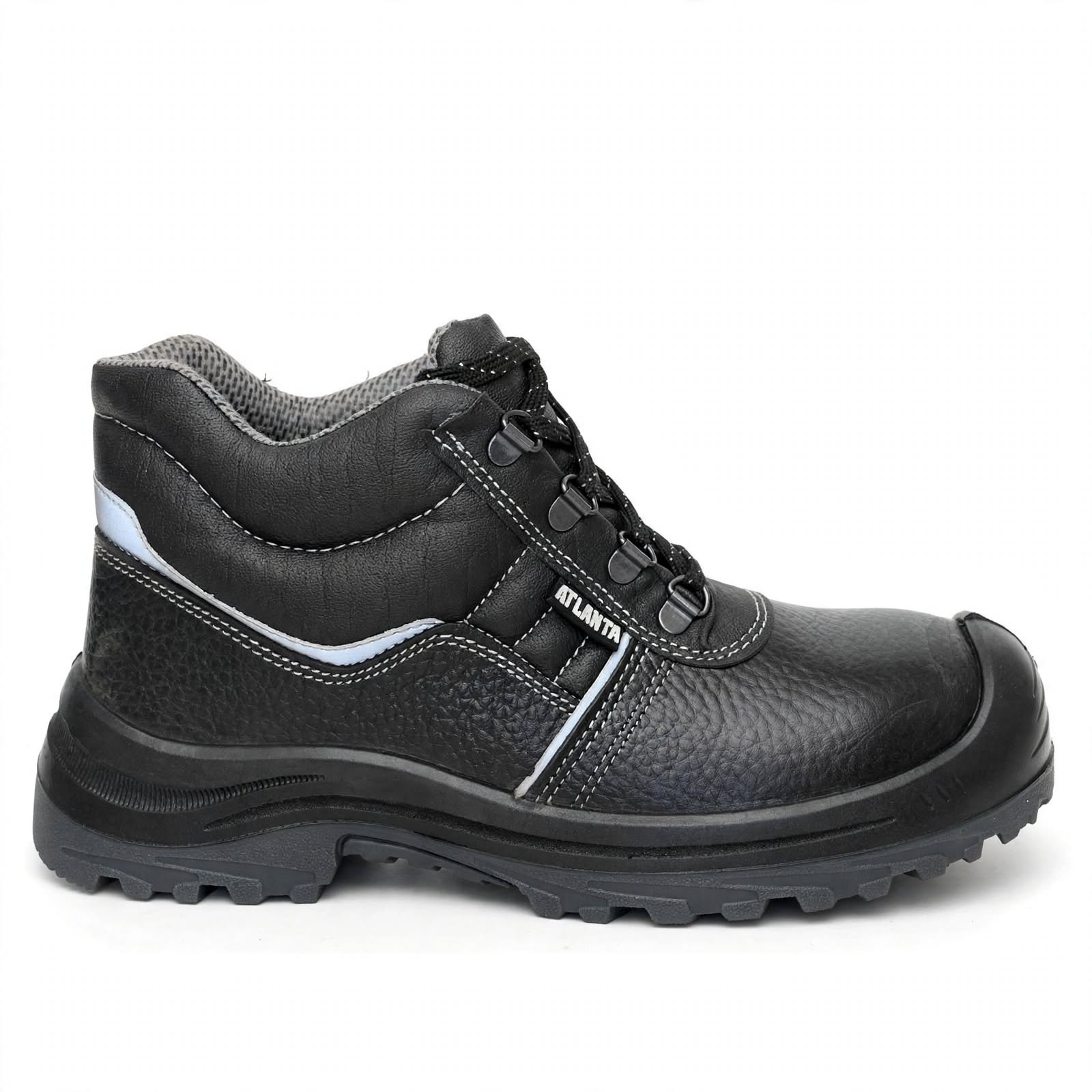 Atlanta Industrial Safety Shoes – Steel Toe, High-Ankle, Anti-Skid Sole | Black Leather 2