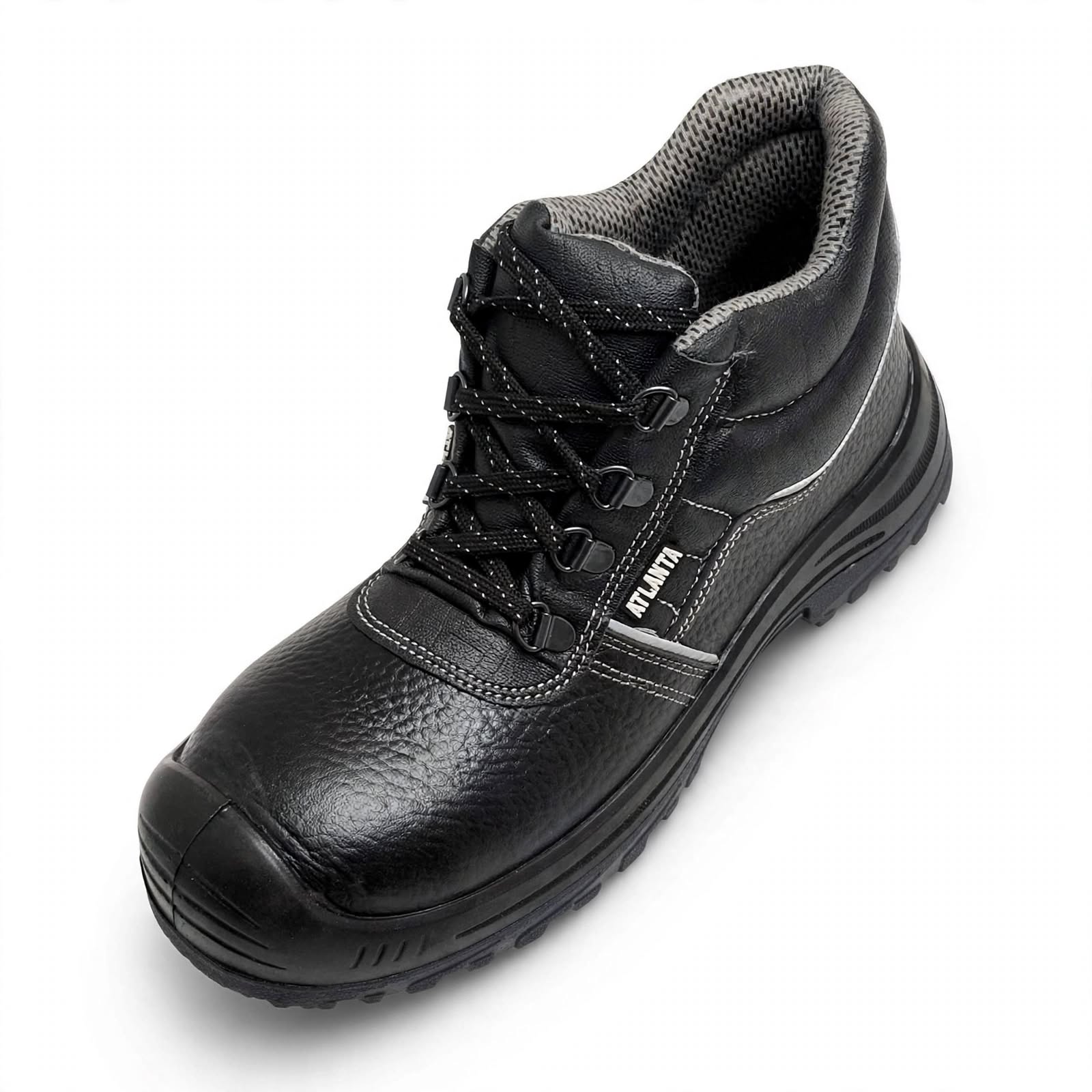 Atlanta Industrial Safety Shoes – Steel Toe, High-Ankle, Anti-Skid Sole | Black Leather 3