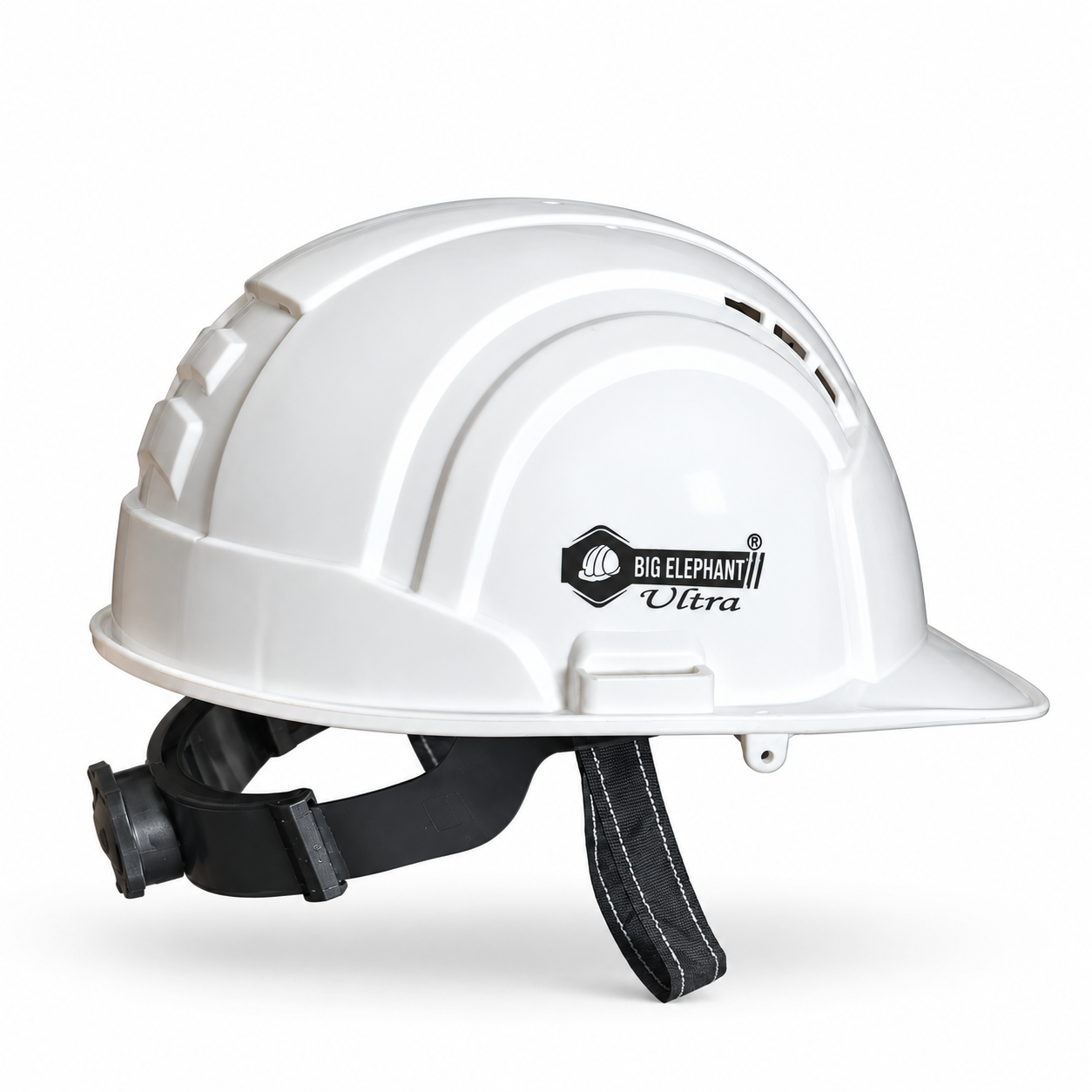 BIG ELEPHANT Ultra White Safety Helmet - Ratchet Type with Chin Strap - HDPE 4