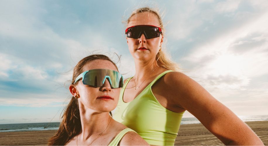 Sporty Chic: Neon Bikini with Oversized Sunglasses