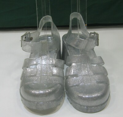 Bright Color Blocking Swimsuit with Clear Strap Sandals