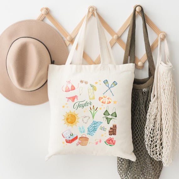 Effortless White Swimsuit Paired with Straw Tote Bag