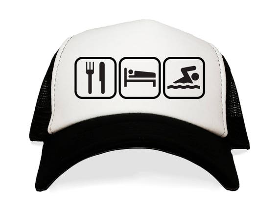 Mesh Panel Swimsuit Combined with Baseball Cap