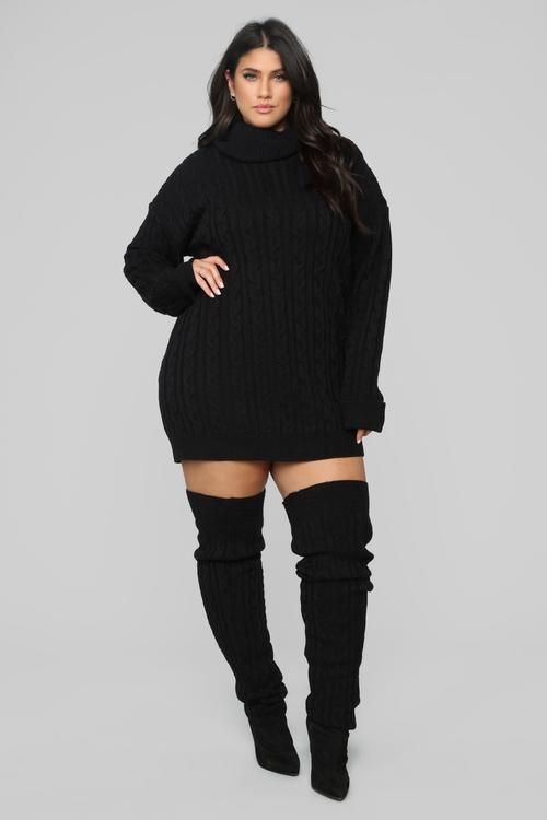 Sweater Dresses Paired with Knee High Boots