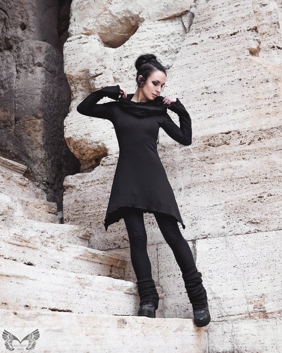 Tie-Dye Tunic Dress with Suede Ankle Boots