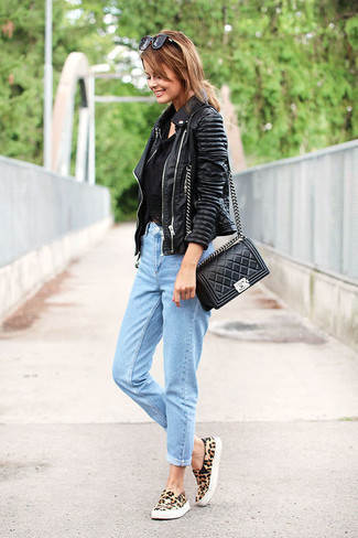 Edgy Leather Jacket with Espadrille Platform Sneakers