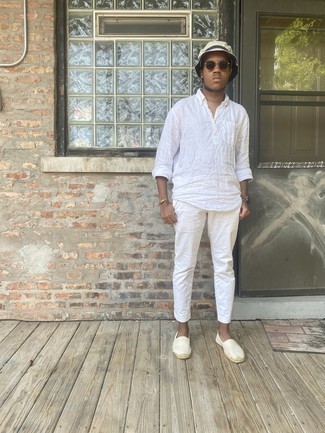 Monochrome Magic: All-White Ensemble with Espadrilles