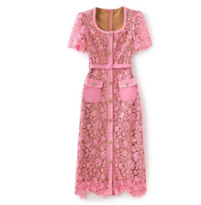 Feminine Flair with Pink Lace Midi Dresses