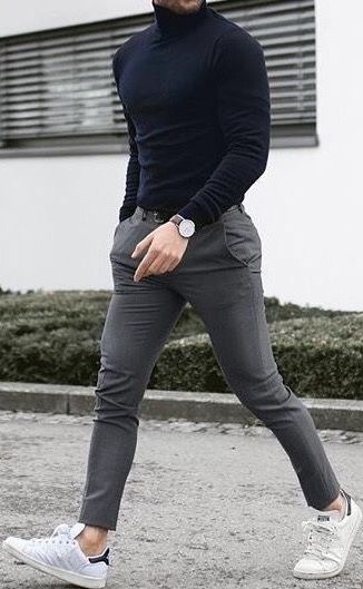 Winter Ready: Layered Turtleneck Sweater and Charcoal Chinos