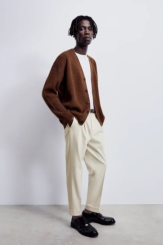Minimalist Neutrals: Beige Chinos and Cream Knit Sweater