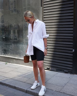 Chic Oversized Shirt and Biker Shorts Combo