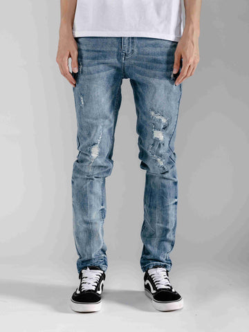 Classic Blue Denim Dress with White Sneakers