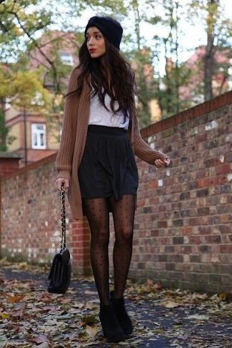 Layered Luxe: Skorts with Long Cardigans and Boots