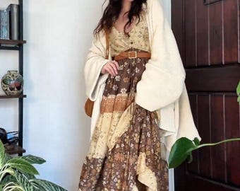 Boho Vibes in Earthy Toned Long Cardigan and Maxi Dress