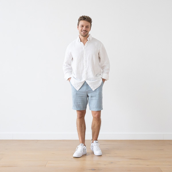Classic Crisp White Shirt Meets Tailored Bermuda Shorts
