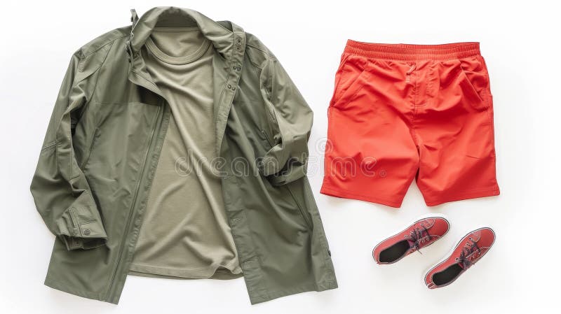 Sporty Edge: Graphic Tee and Bright Colored Bermudas