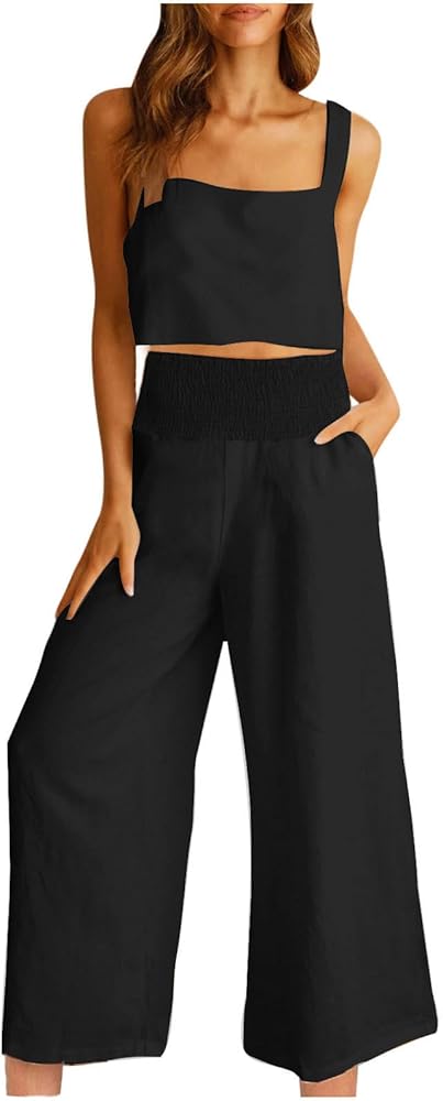 Minimalist Square Neck Tanks with Cropped Trousers