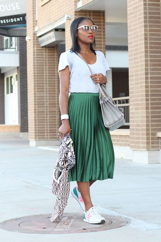 Sporty Edge with Sneakers and Long Skirts