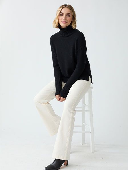 Monochrome Magic with Black Baggy Trousers and Turtleneck