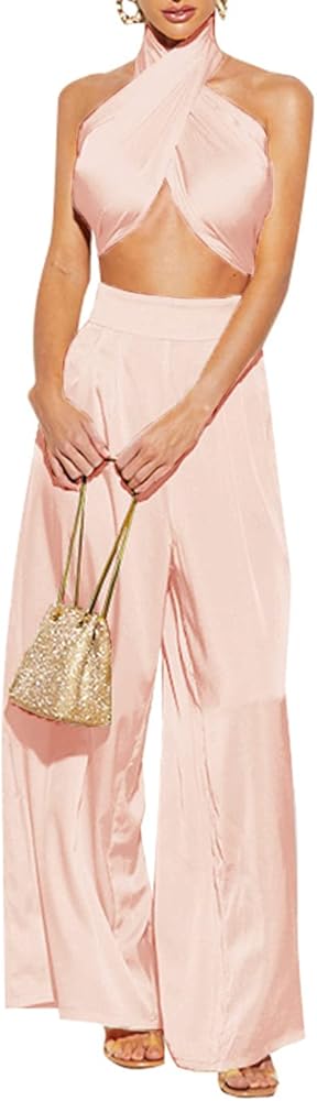 Effortless Elegance: Dusty Pink Pants with Silk Camisole