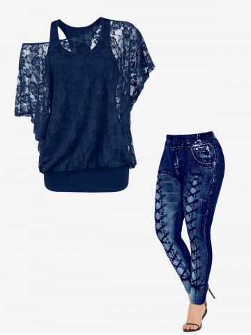 Flirty Lace Blouse Paired with High-Waisted Jeans