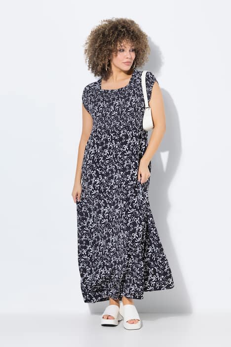 Floral Print Maxi Dress with Delicate Cap Sleeves