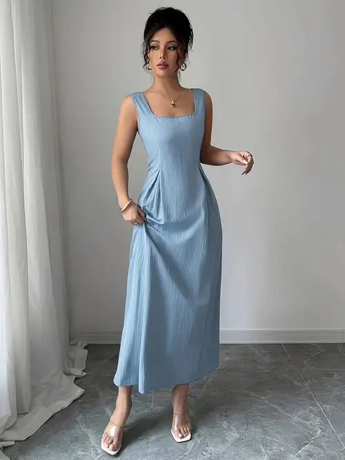 Minimalist Muse: Solid Toned Maxi with Sleek Sandals