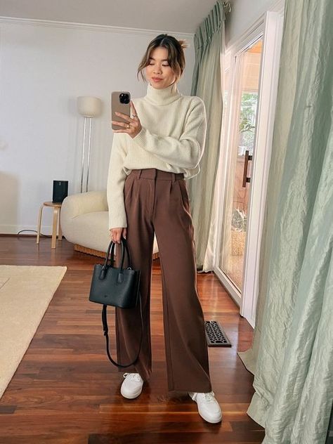 Turtleneck Sweater Styled with Tailored Trousers