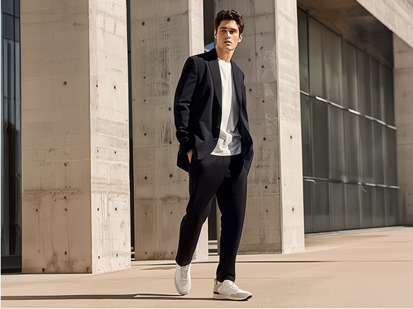 Minimalist White Tee, Jeans, and Sleek Grey Blazer