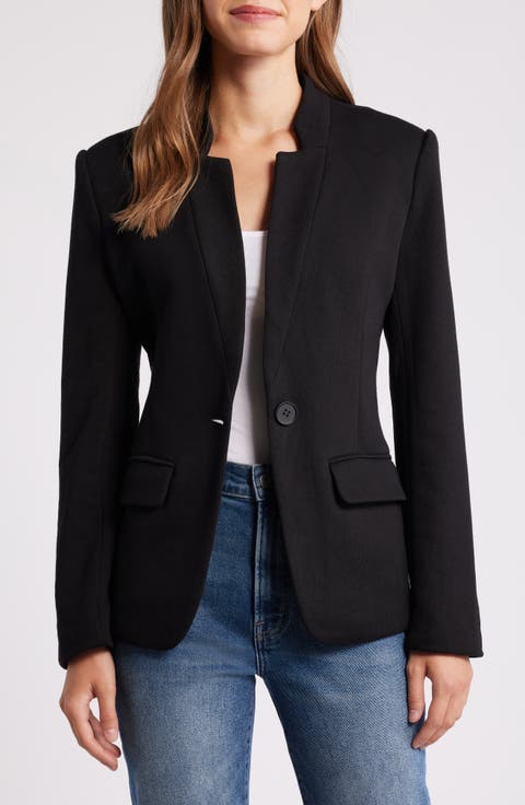 Casual Luxe: Knit Blazer with Distressed Denim