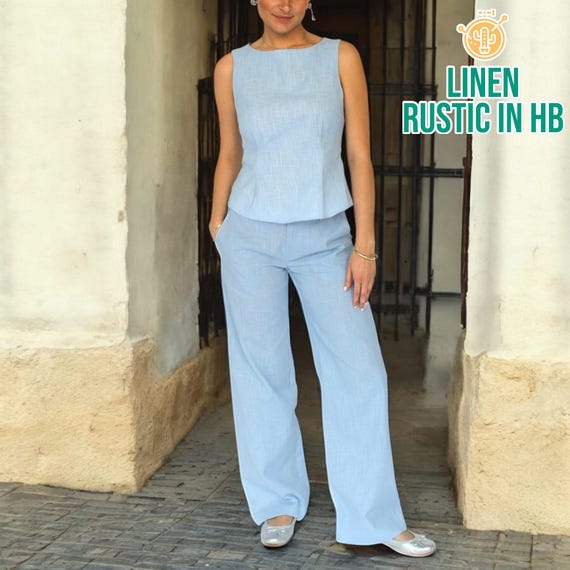 Sunset Palette: Rust and Coral Palazzo with Neutral Top