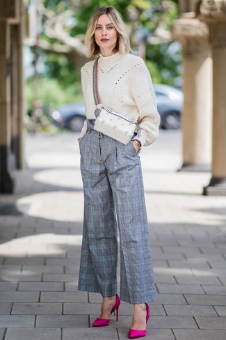 Winter Ready with Turtleneck and Plaid Palazzo Pants