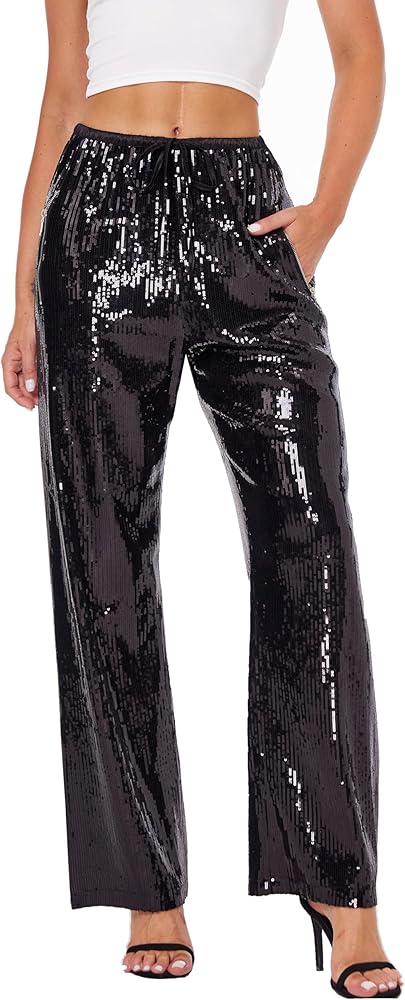 Metallic Shine: Statement Wide Legs for Night Out Sparkle