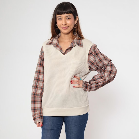 Layered Sophistication: Oversized Shirt Under a Fitted Sweater Vest