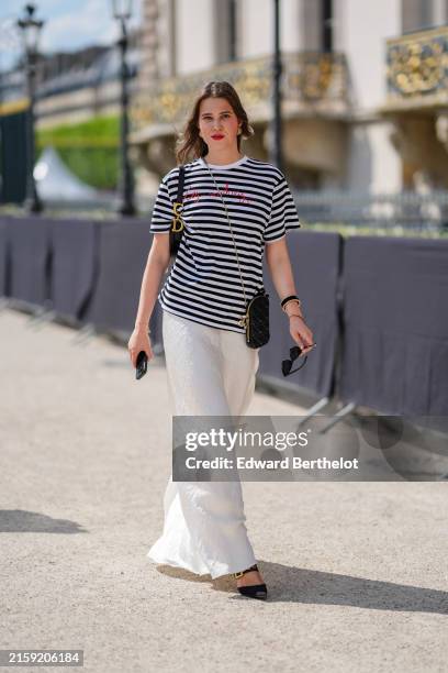 Effortless Parisian: Striped Oversized Shirt with Cropped Trousers