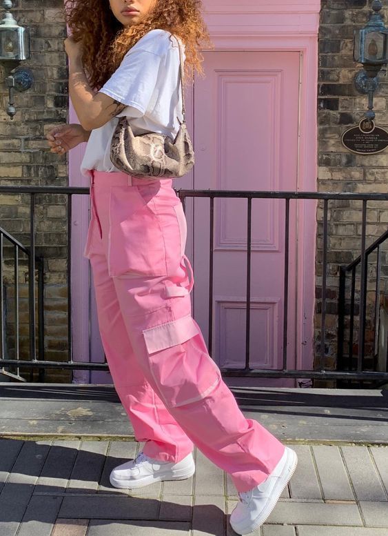 Playful Pastels with Light Pink Cargo and White Tee