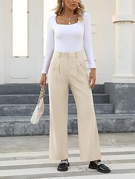 Crisp White Button-Down with High-Waisted Pants