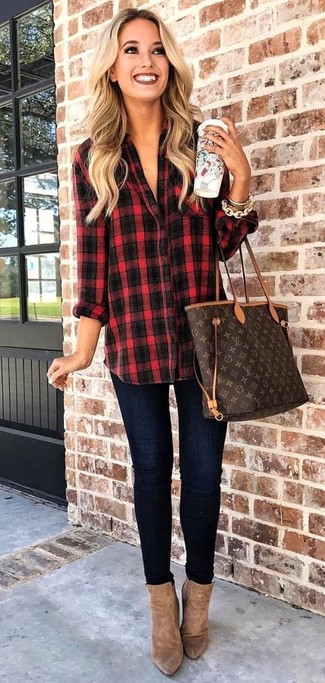 Plaid Flannel Shirts Styled with Ankle Boots